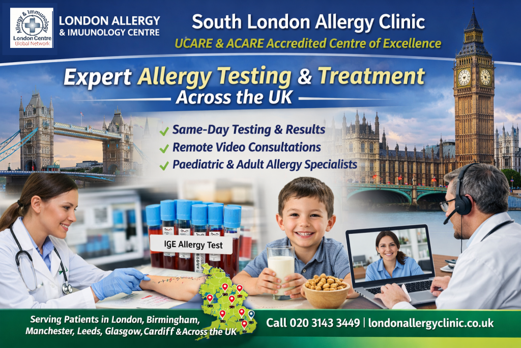 South London Allergy Clinic at the London Allergy and Immunology Centre offering expert allergy testing, treatment and remote consultations across the UK